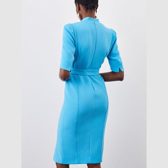 *NWT* Karen Millen Aqua Belted Lace Up "Forever" Midi Dress - Size 4 - Picture 3 of 16